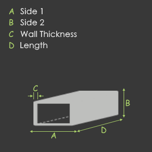 Rectangle Tube dimensions diagram