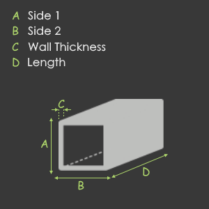 Square Tube dimensions diagram