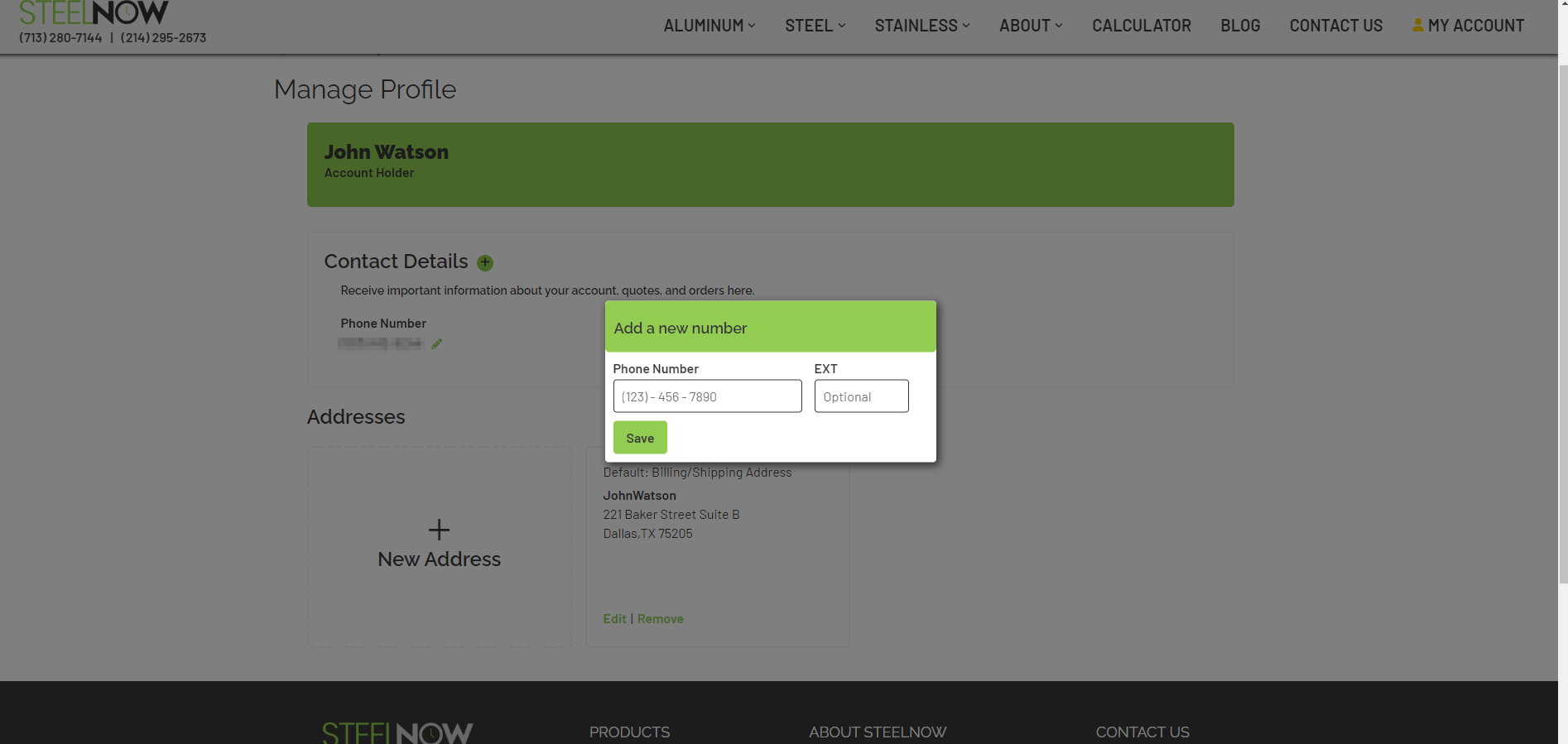 Adding a new phone number to your account