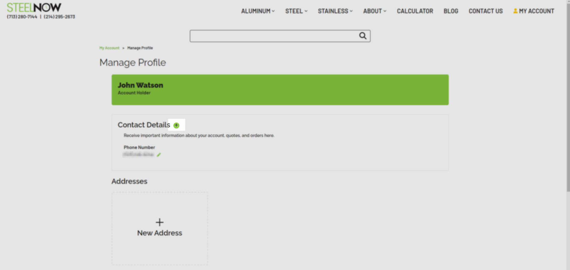 Add a new phone number to your account on steelnow.com