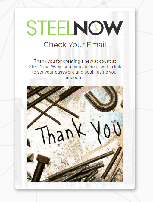 Confirmation screen for account creation